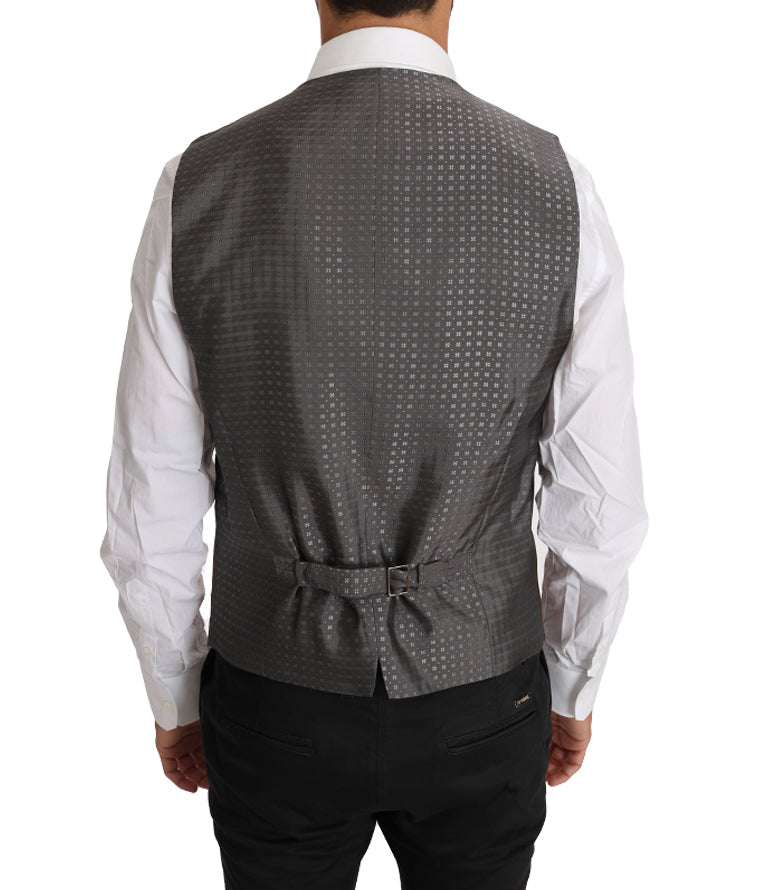  - Sleek Bronze & Gray Formal Vest Slim Fit