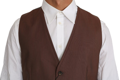  - Sleek Bronze & Gray Formal Vest Slim Fit