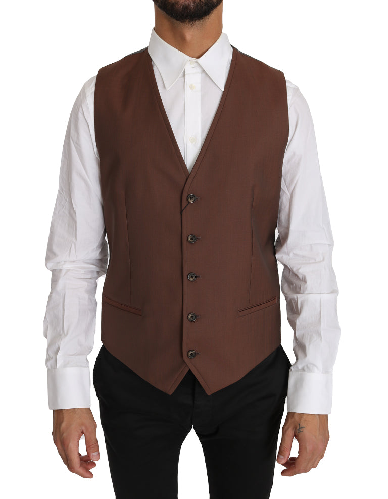  - Sleek Bronze & Gray Formal Vest Slim Fit