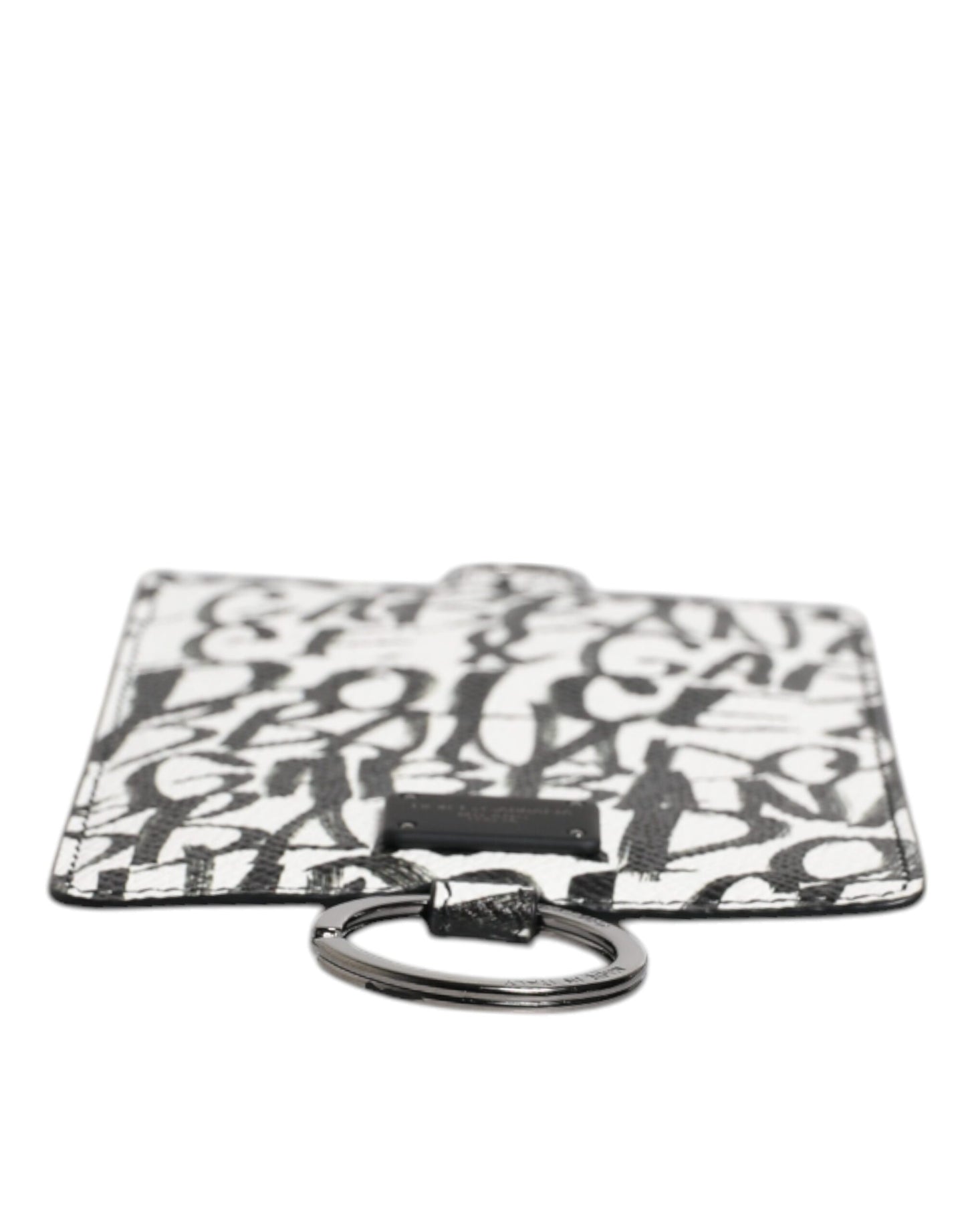 Dolce & Gabbana White Leather Graffiti Lanyard Card Holder Wallet