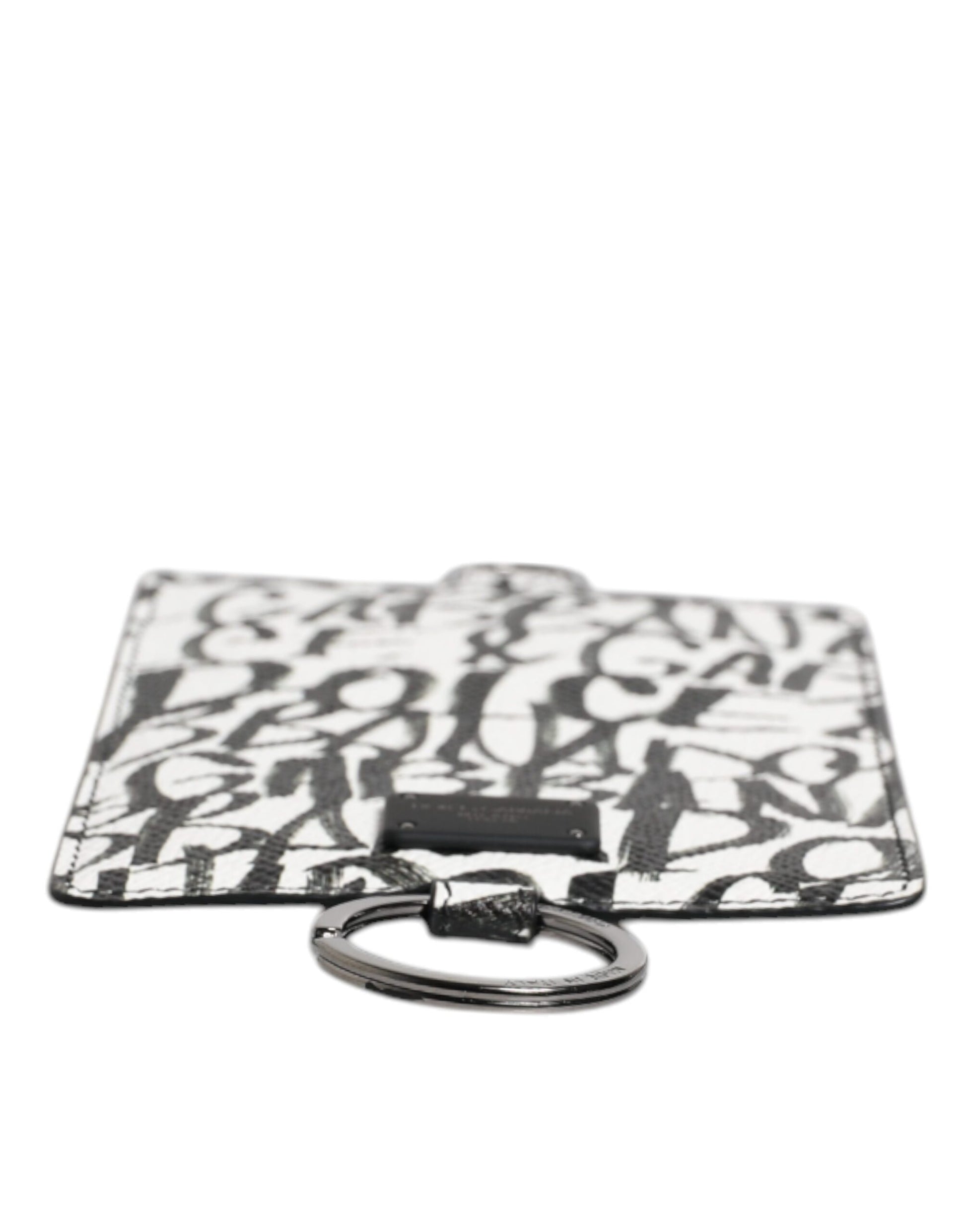 Dolce & Gabbana White Leather Graffiti Lanyard Card Holder Wallet