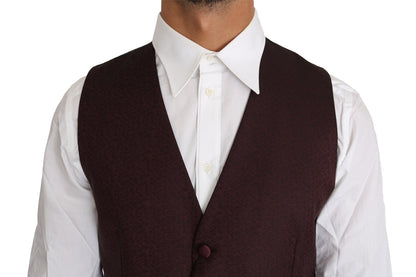  - Elegant Purple Patterned Men's Formal Vest