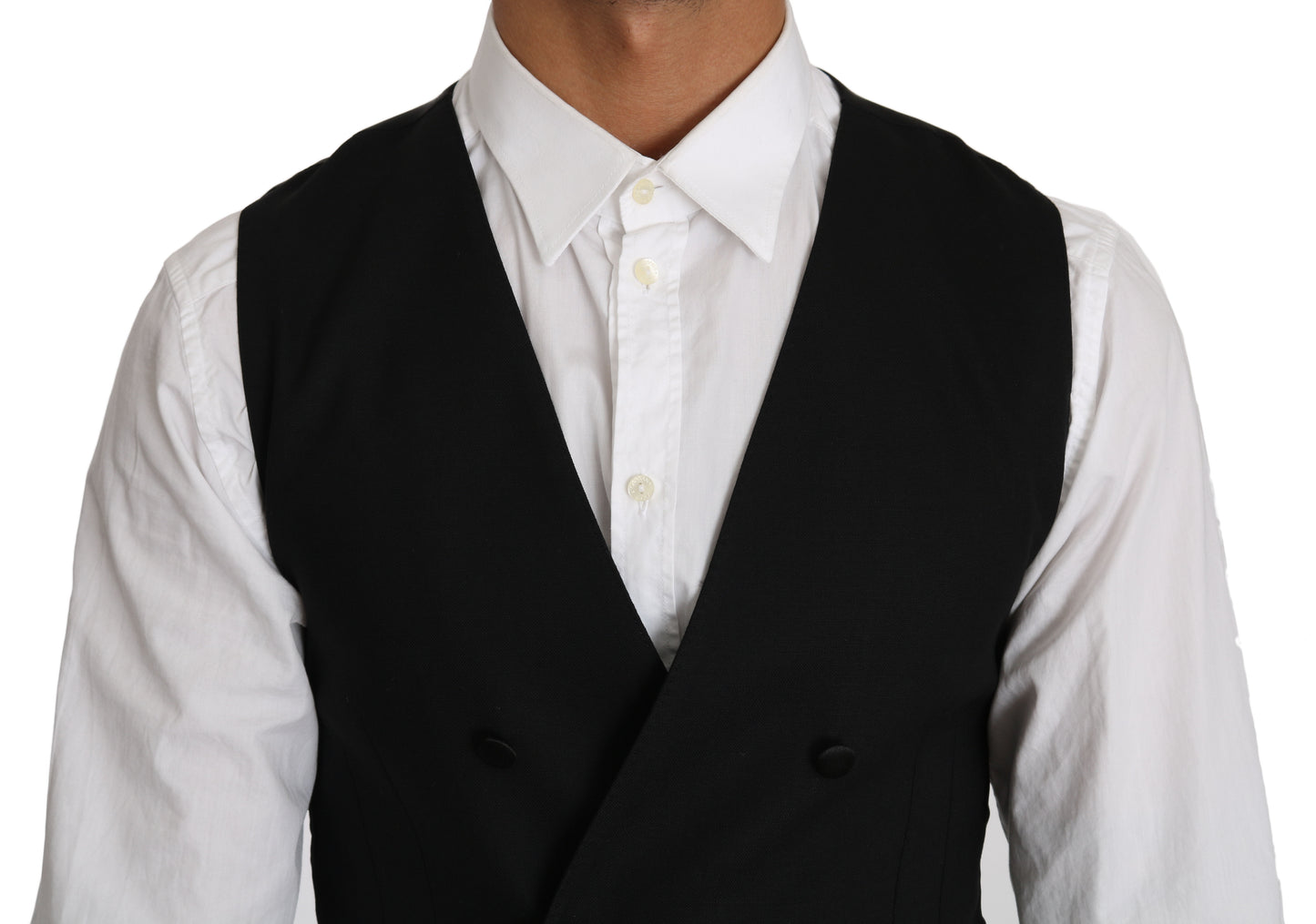  - Sleek Double Breasted Slim Fit Wool Vest