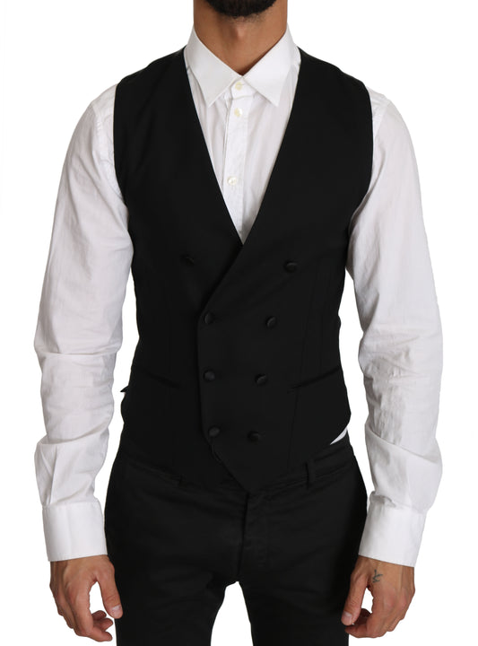  - Sleek Double Breasted Slim Fit Wool Vest