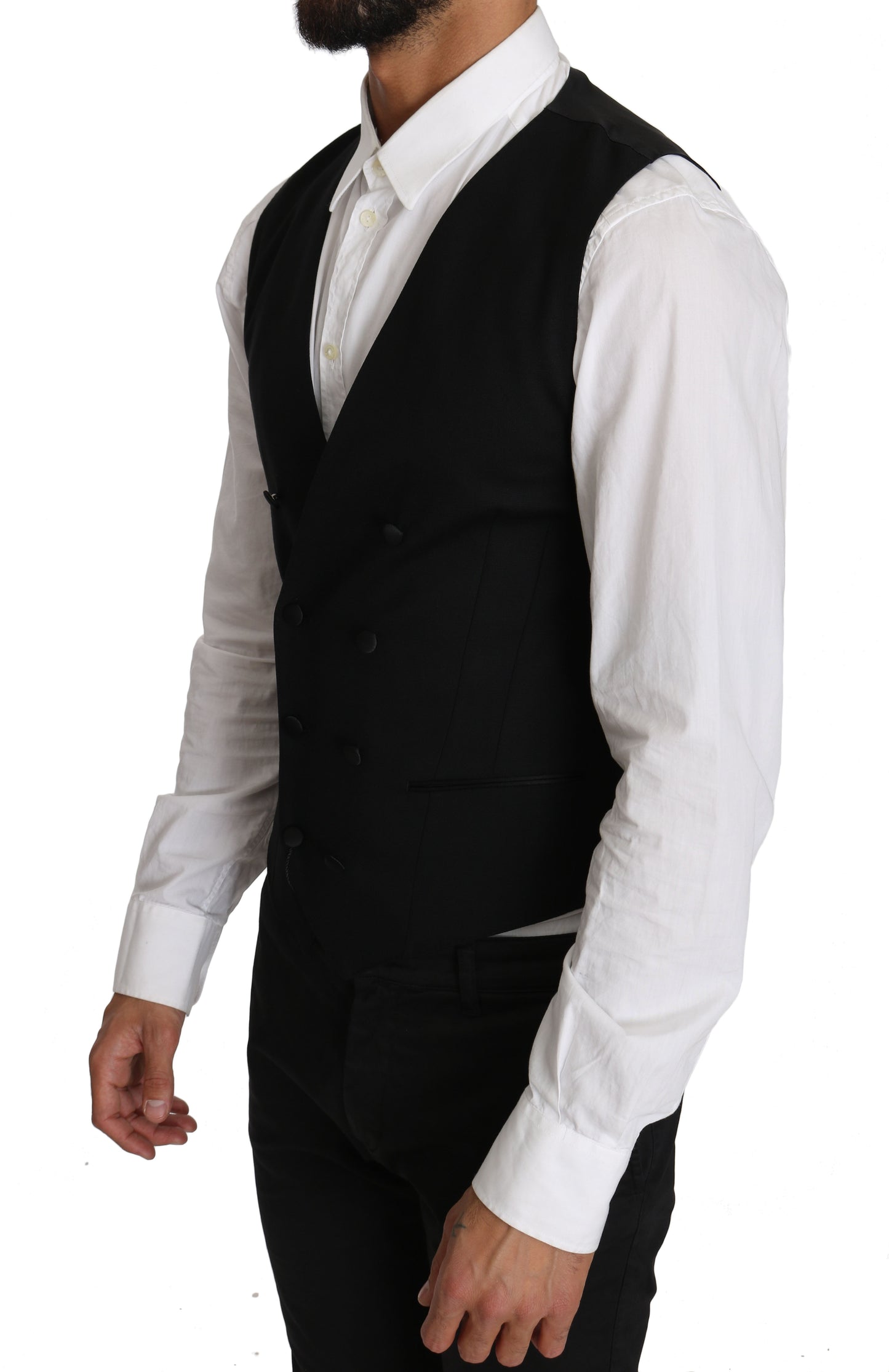  - Sleek Double Breasted Slim Fit Wool Vest