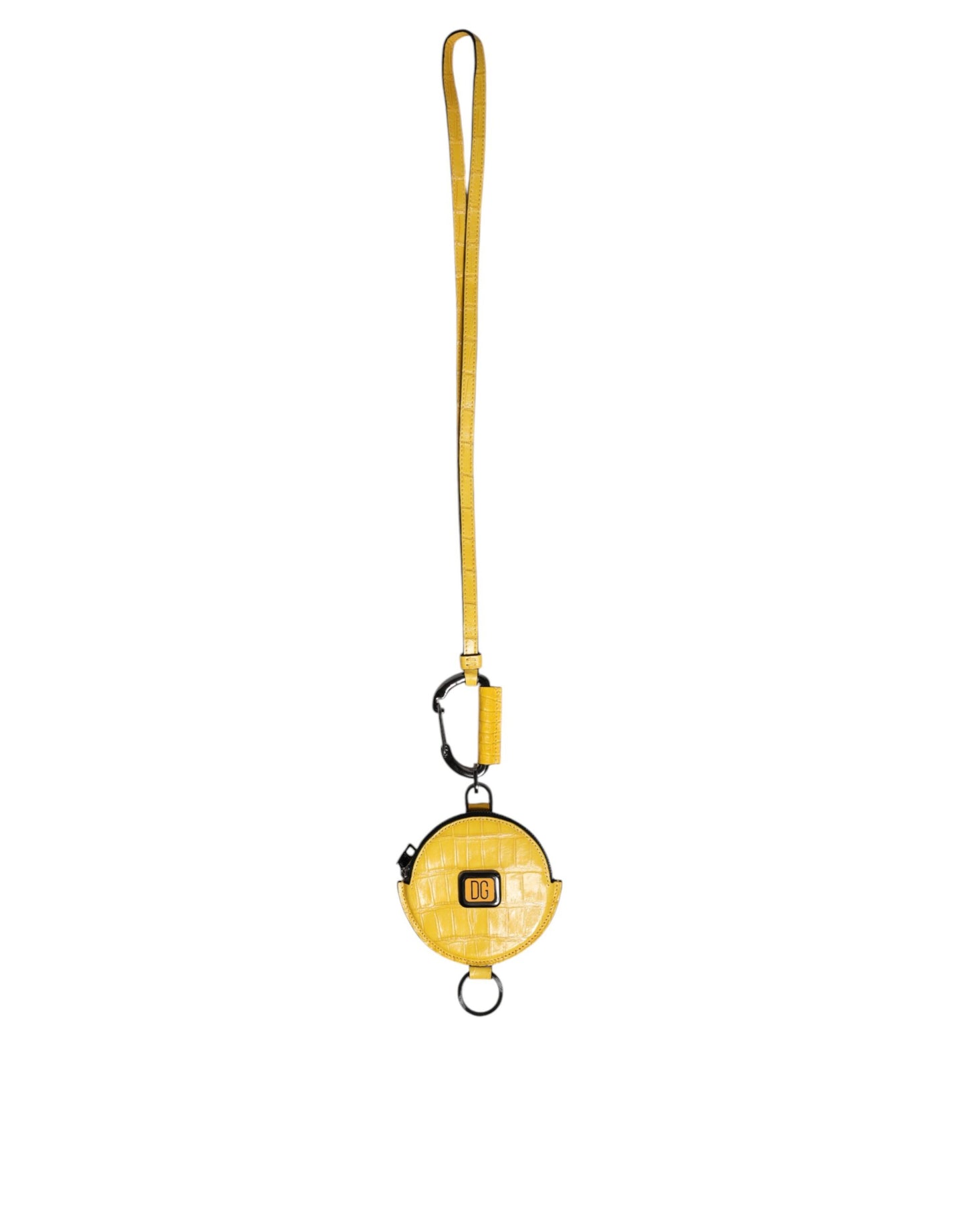 Dolce & Gabbana Yellow Leather DG Logo Coin Purse Lanyard Wallet
