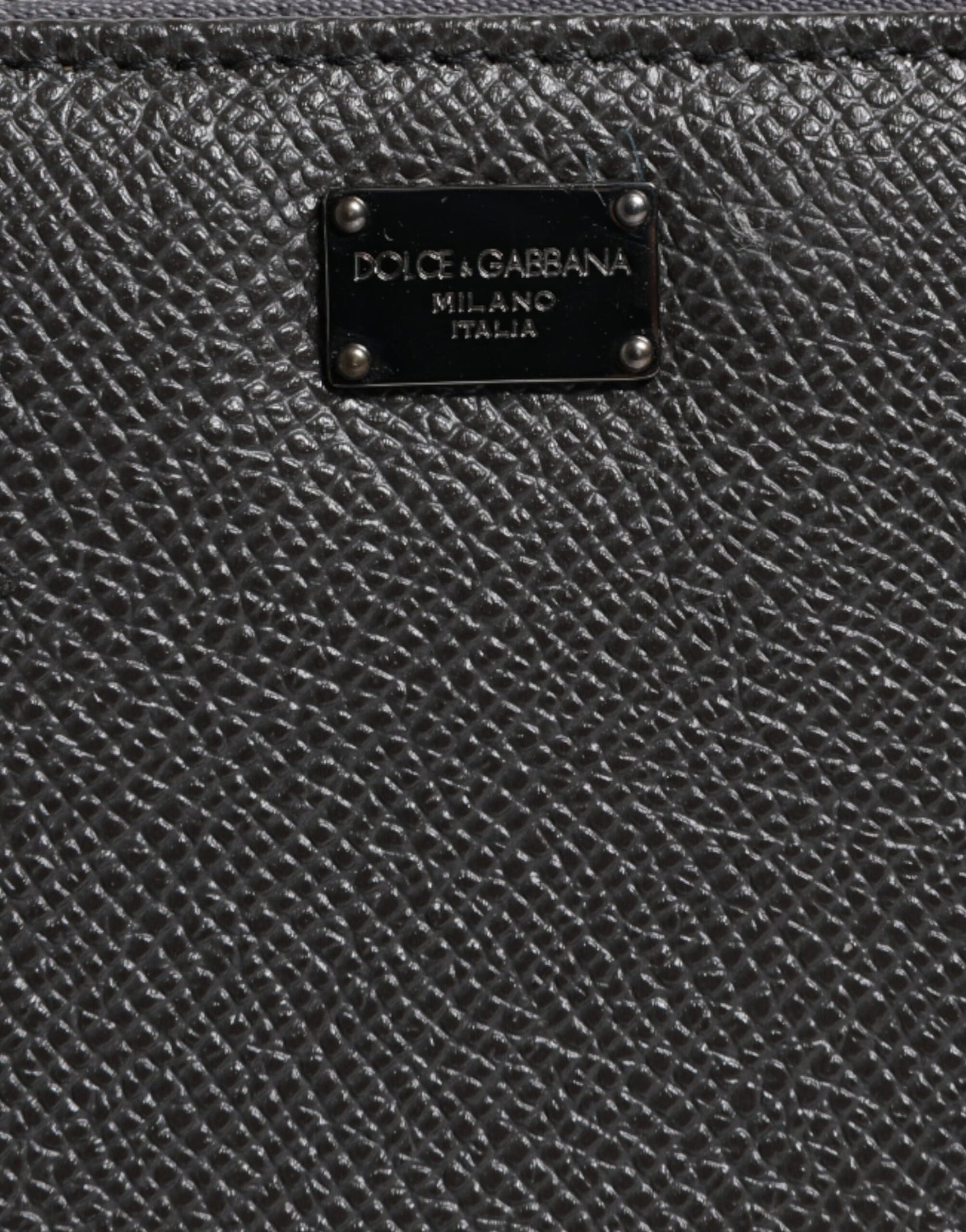 Dolce & Gabbana Women's Dark Gray Leather DG Logo Zip Around Wallet