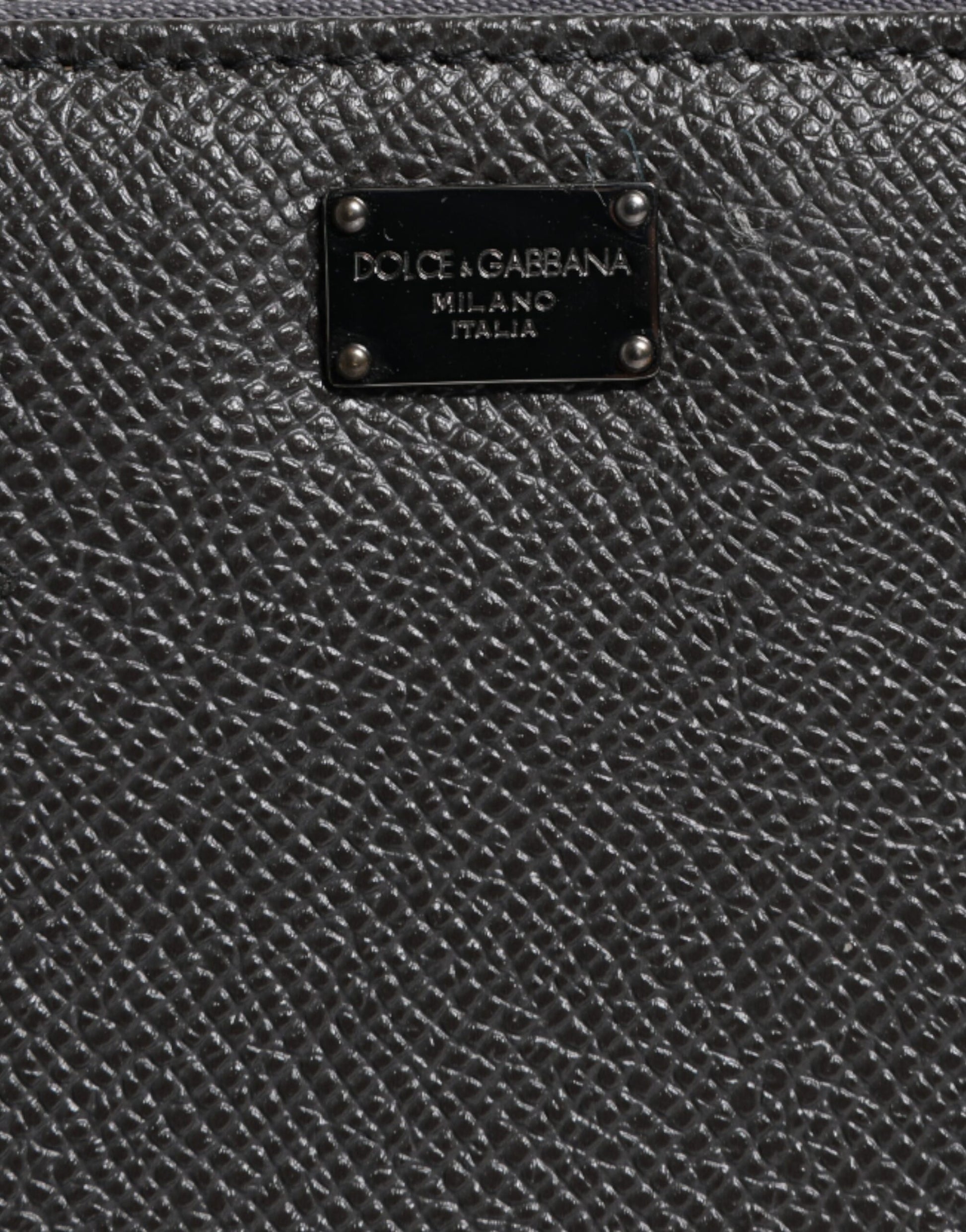 Dolce & Gabbana Women's Dark Gray Leather DG Logo Zip Around Wallet