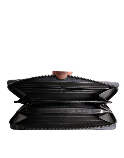 Dolce & Gabbana Women's Dark Gray Leather DG Logo Zip Around Wallet