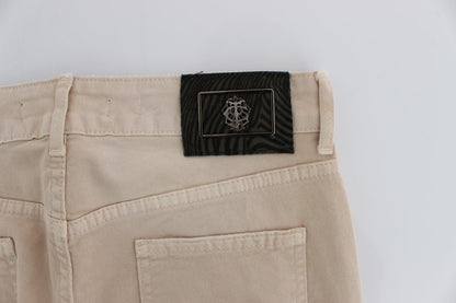  - Beige Cotton Stretch Slim Fit Jeans