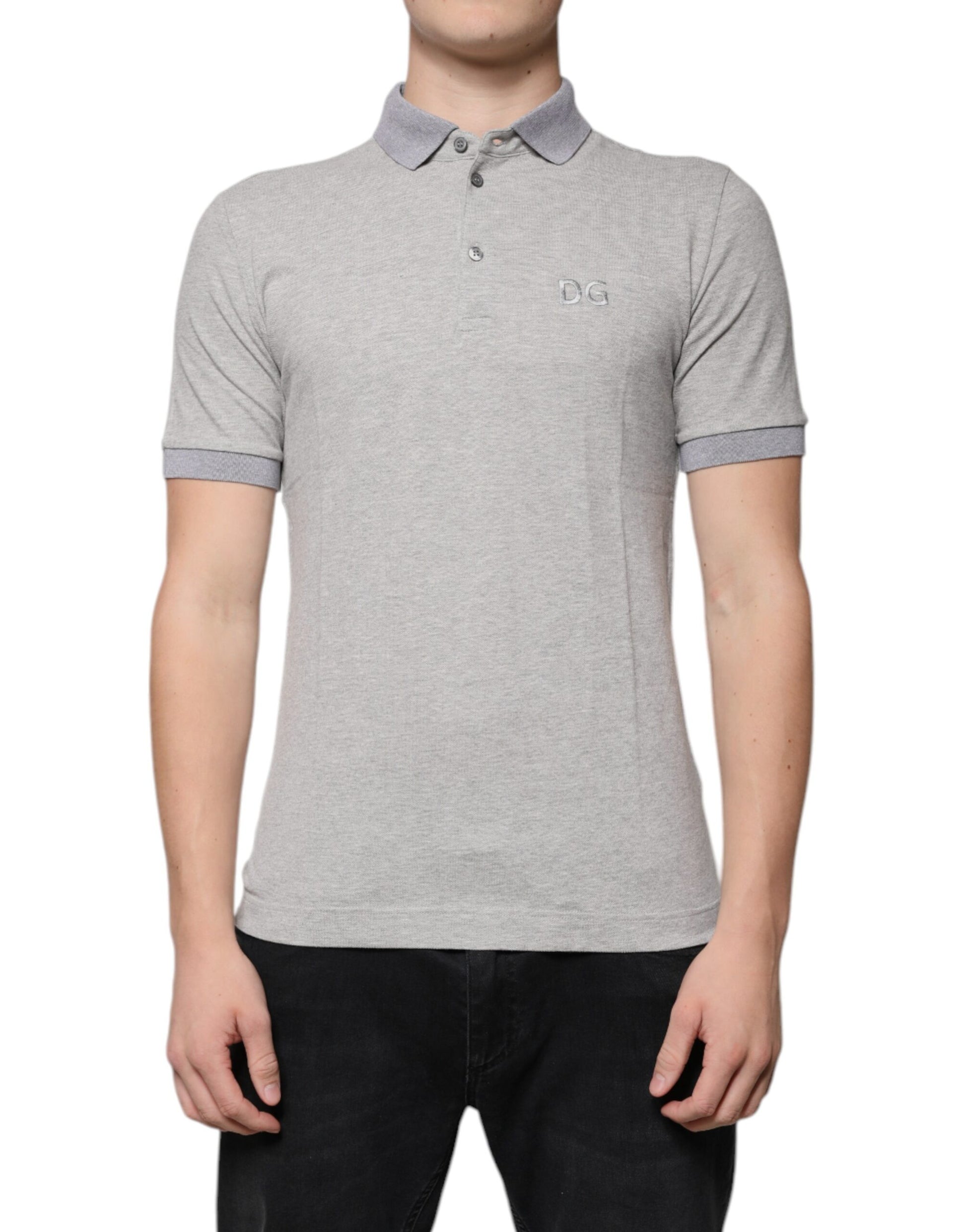 Dolce & Gabbana Gray Collared Short Sleeve Men Polo T-shirt