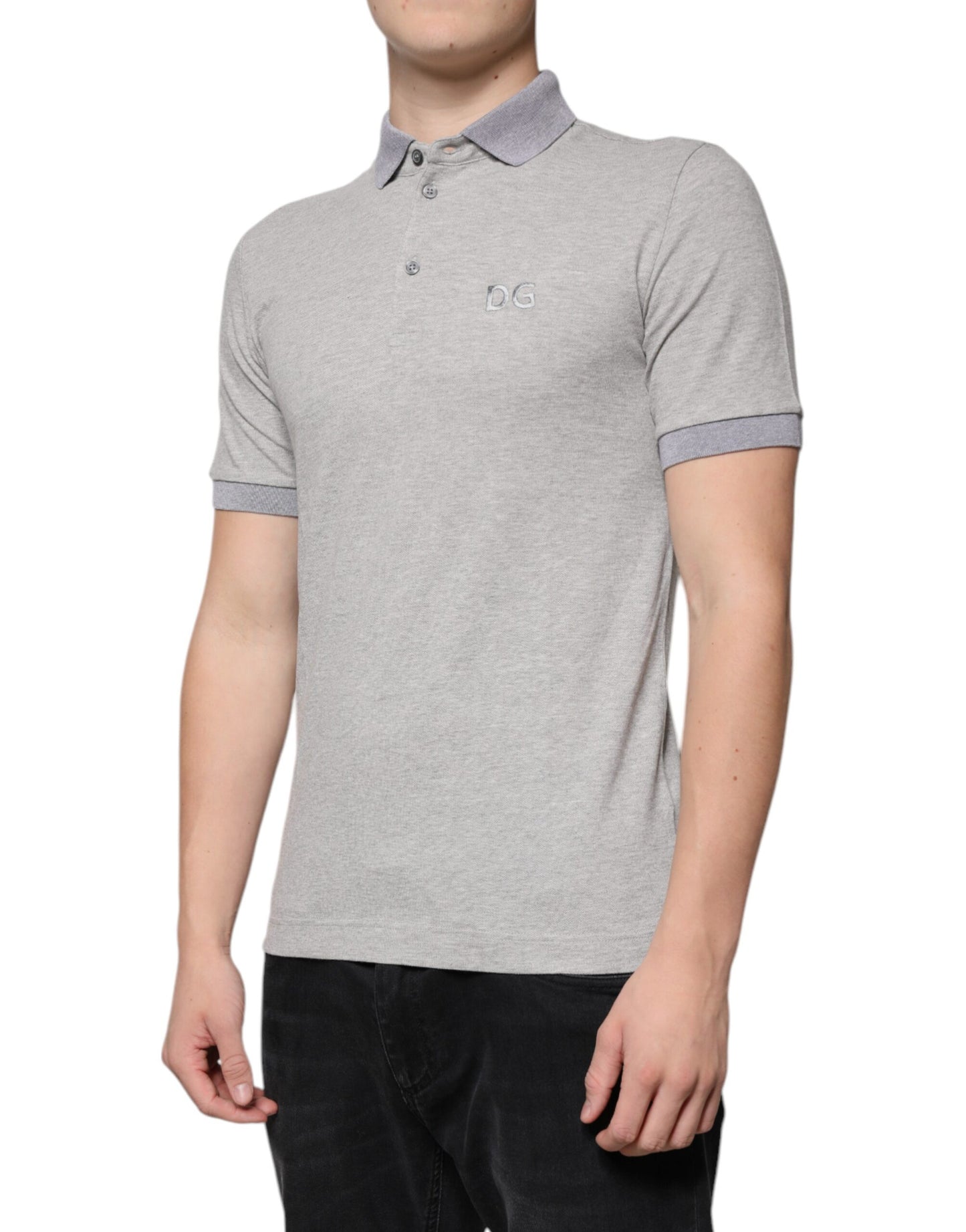 Dolce & Gabbana Gray Collared Short Sleeve Men Polo T-shirt