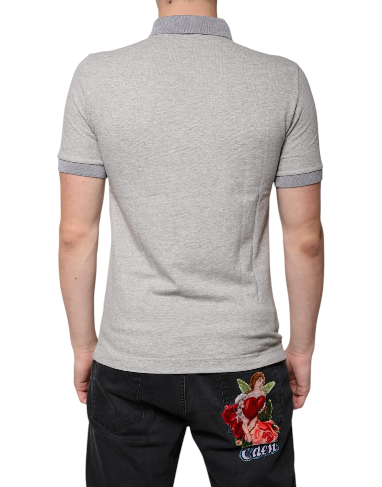 Dolce & Gabbana Gray Collared Short Sleeve Men Polo T-shirt
