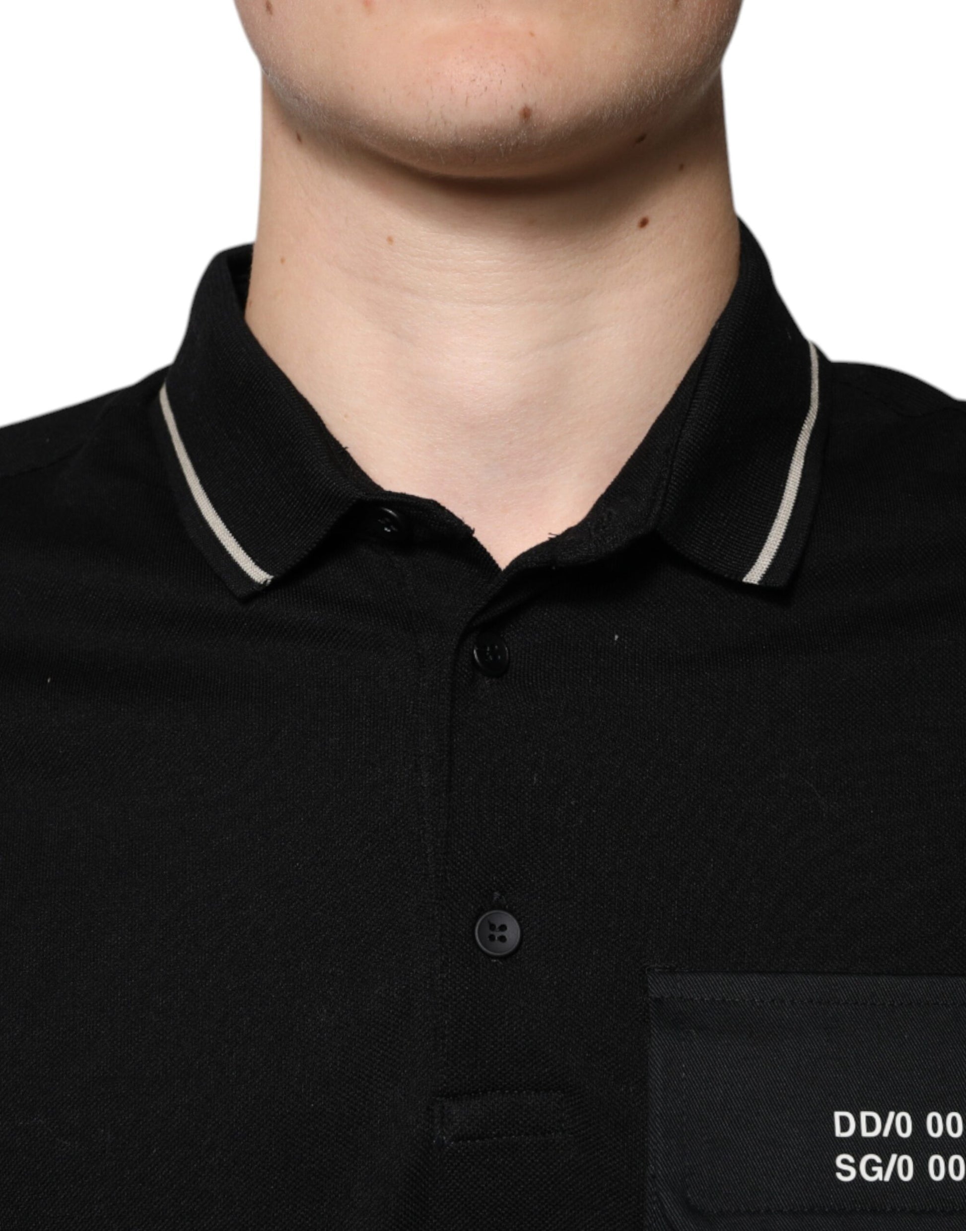 Dolce & Gabbana Black and White Cotton Short Sleeves Polo T-shirt