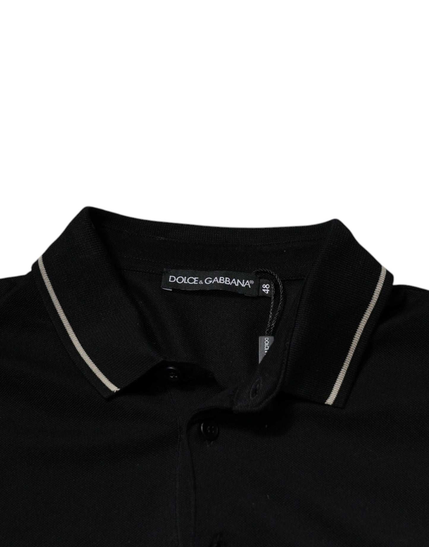 Dolce & Gabbana Black and White Cotton Short Sleeves Polo T-shirt