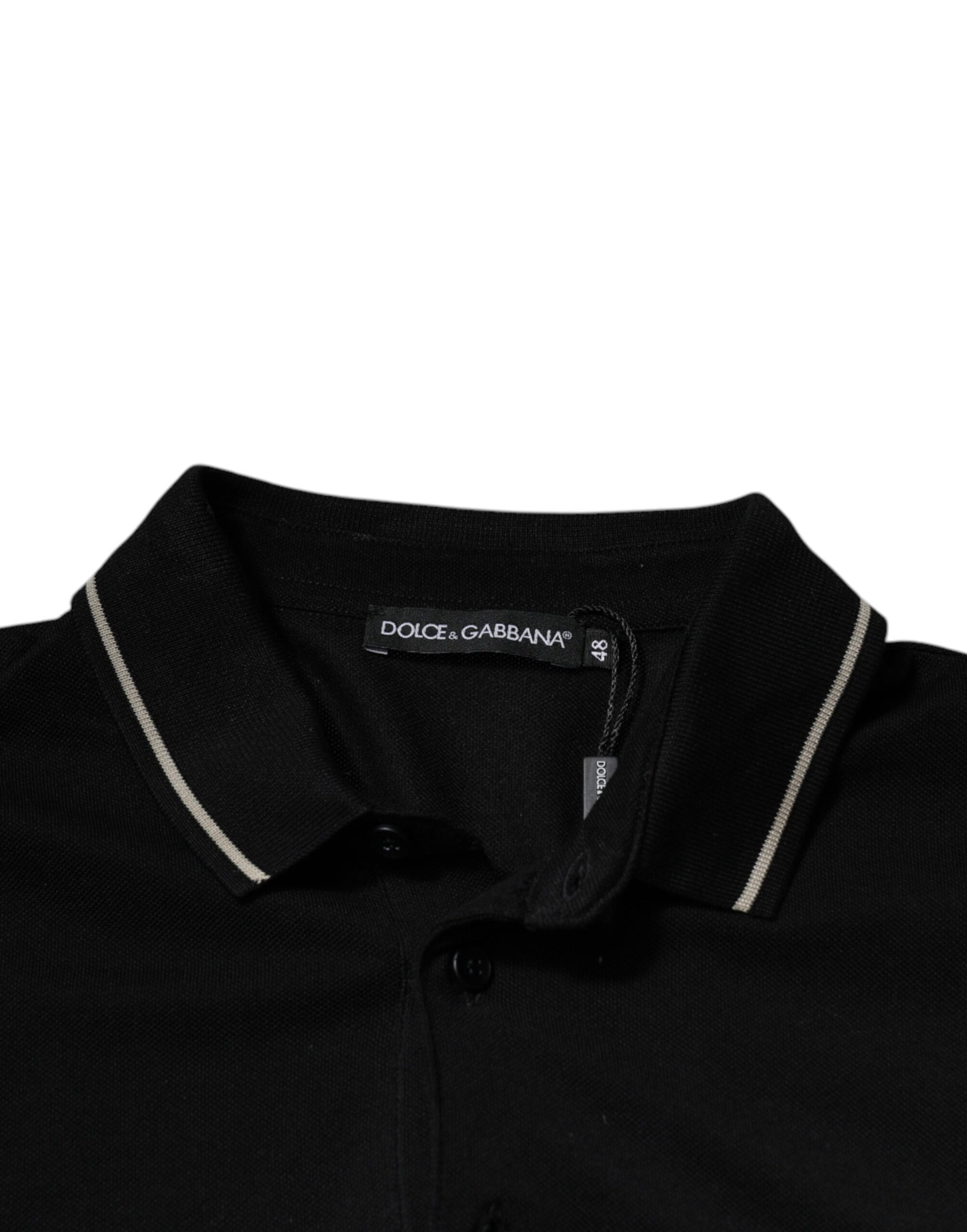 Dolce & Gabbana Black and White Cotton Short Sleeves Polo T-shirt
