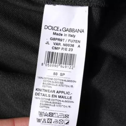 Dolce & Gabbana Black Logo Print Collared Cotton Polo T-shirt