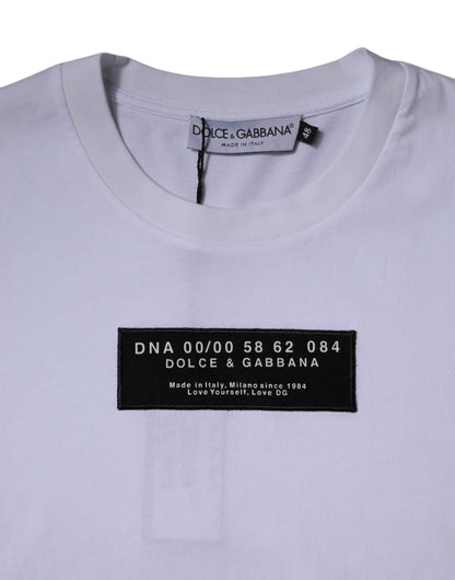Dolce & Gabbana Men's White Logo Print Cotton Crew Neck T-shirt