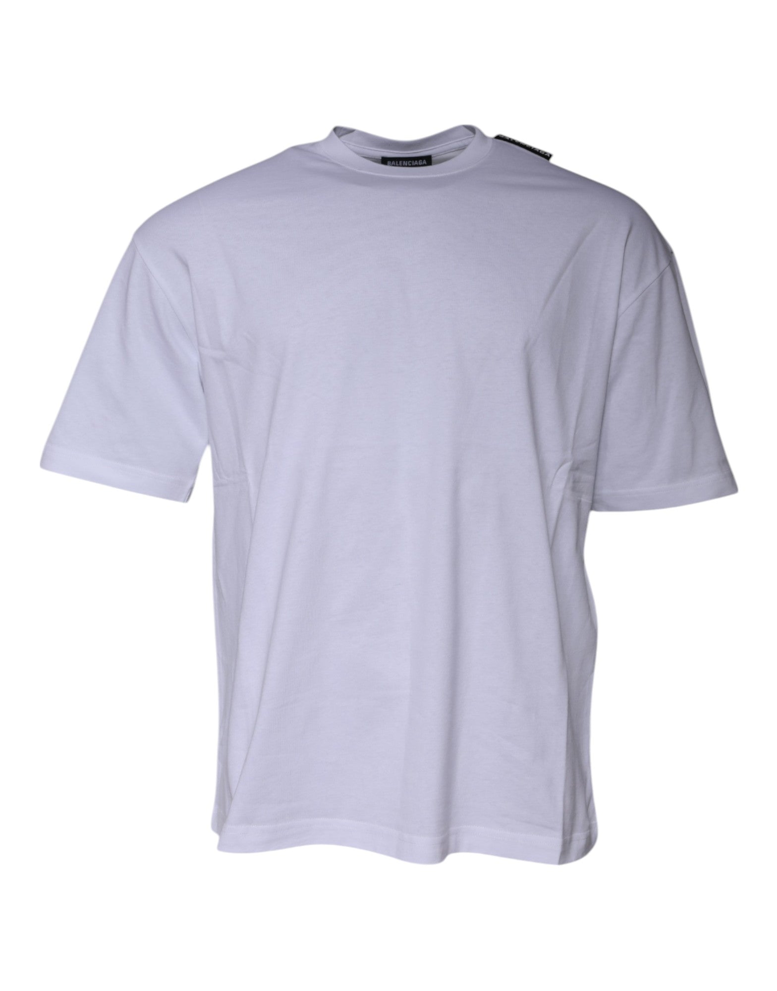 Balenciaga White Logo Cotton Jersey Crew Neck Short Sleeve T-Shirt