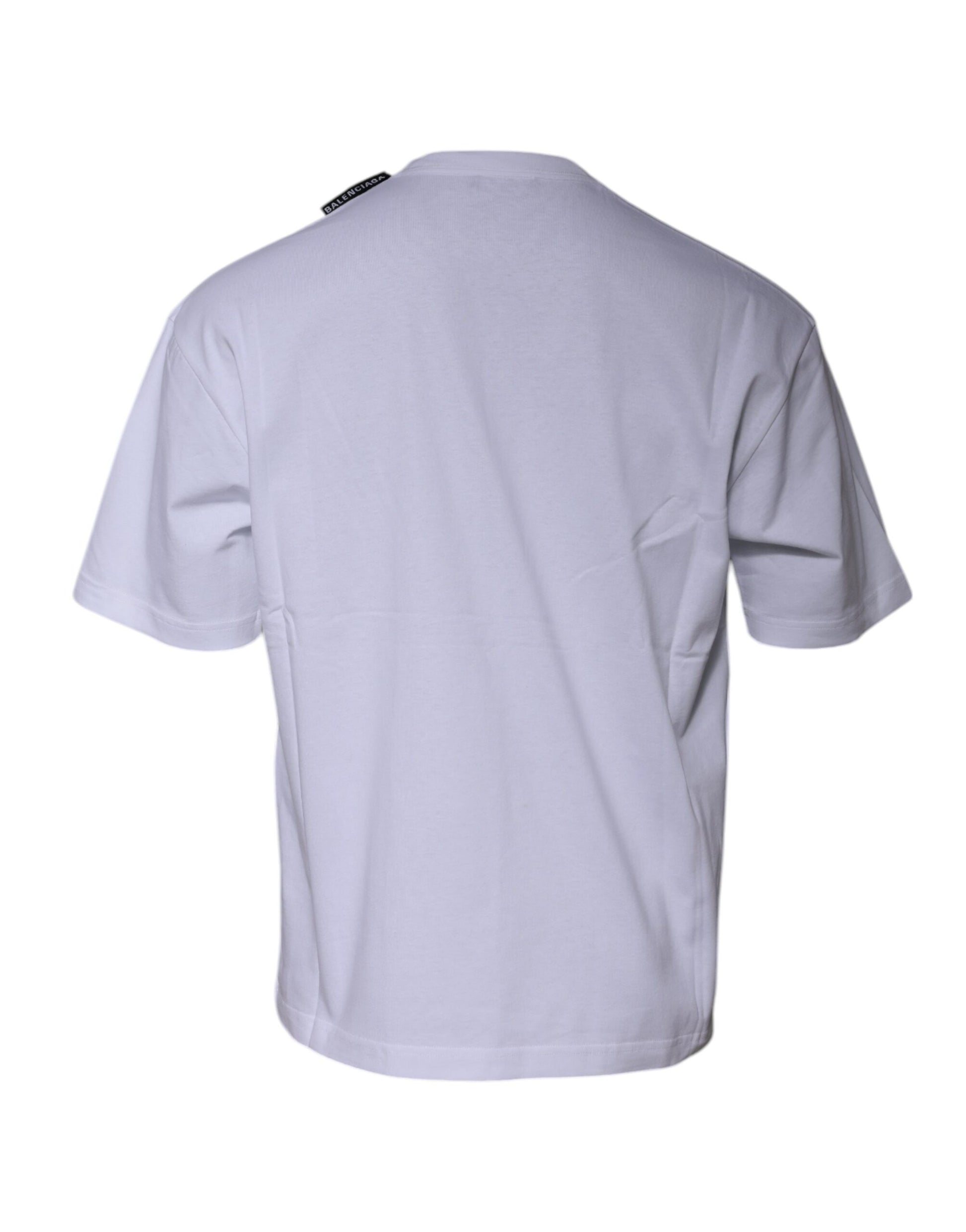 Balenciaga White Logo Cotton Jersey Crew Neck Short Sleeve T-Shirt
