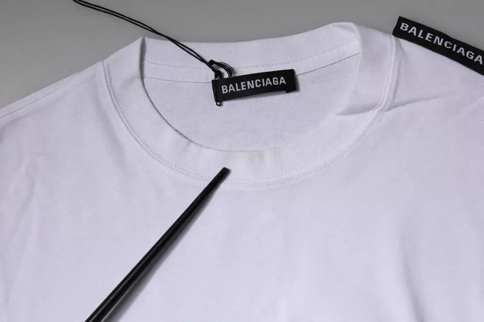 Balenciaga White Logo Cotton Jersey Crew Neck Short Sleeve T-Shirt