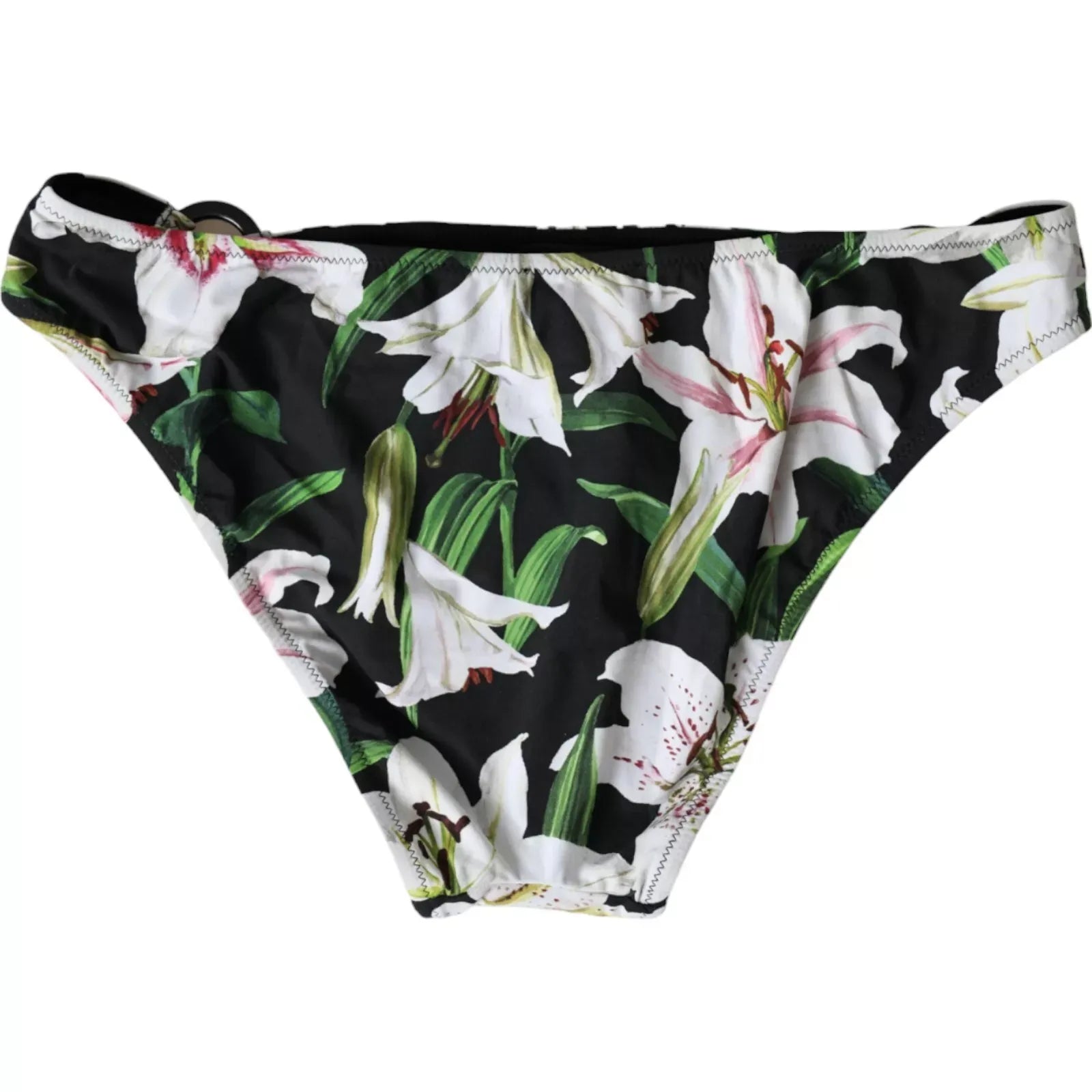 Dolce & Gabbana Black Lily Print Bikini Bottom