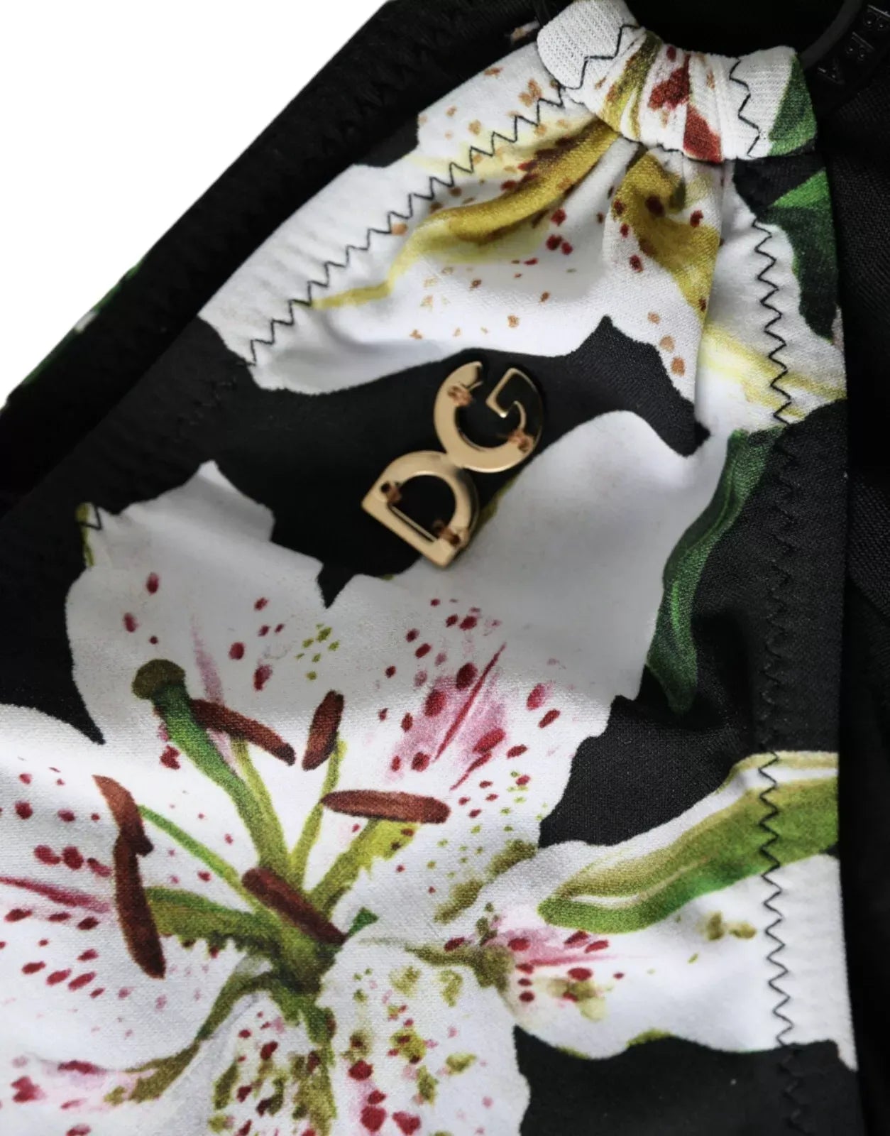 Dolce & Gabbana Black Lily Print Bikini Bottom