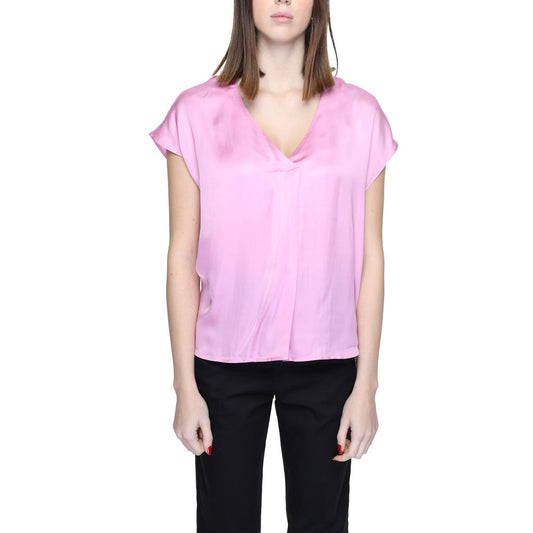 Rinascimento Pink V-Neck Short Sleeved Blouse