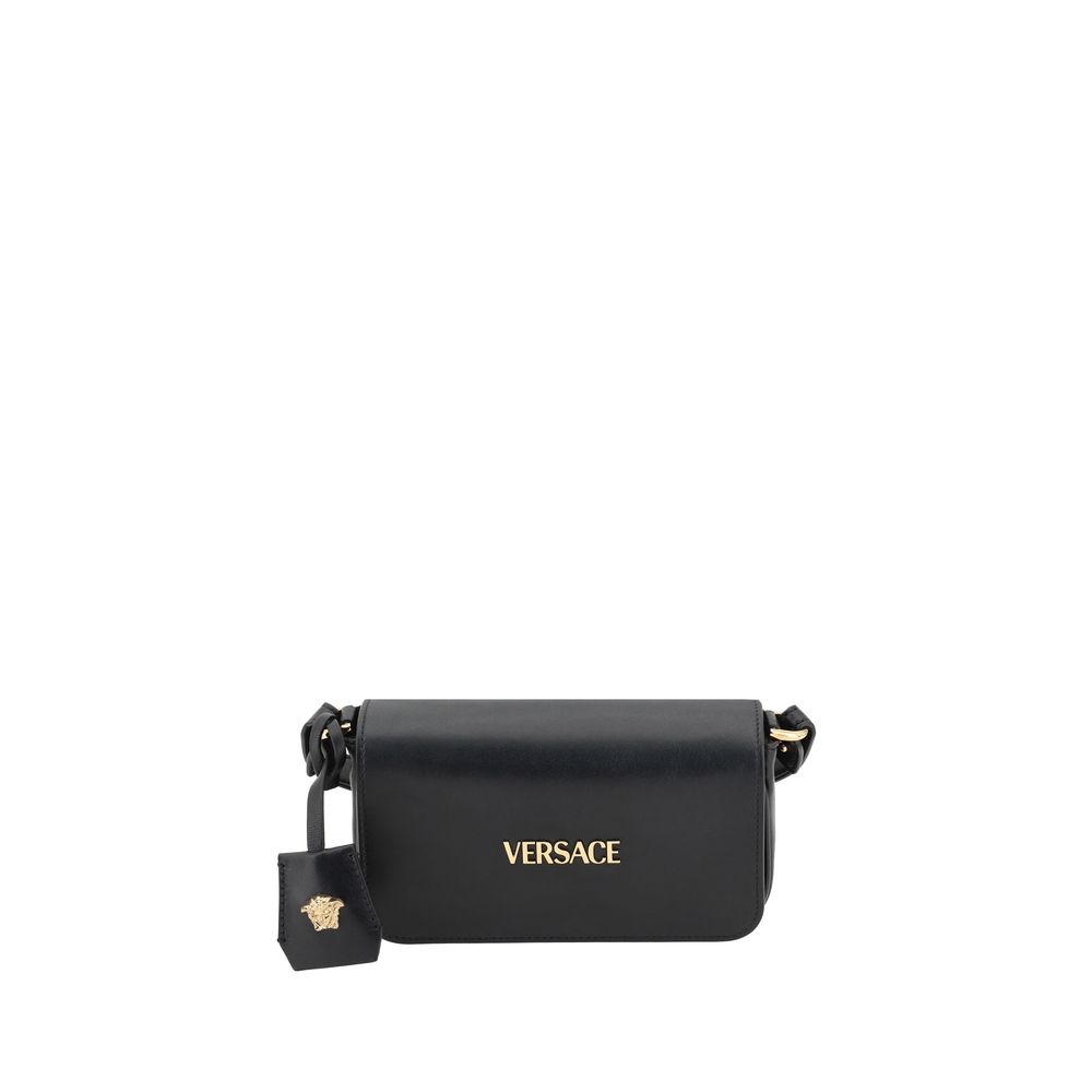 Versace Black Leather Shoulder Bag