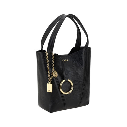 Chloé Black Grained Leather Spin Shoulder Bag