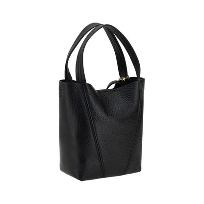 Chloé Black Grained Leather Spin Shoulder Bag