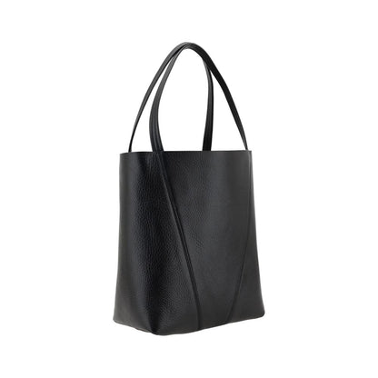 Chloé Spin Shoulder Bag in Black Grained Leather