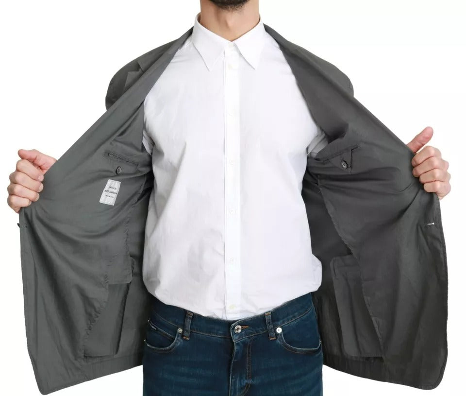 Dolce & Gabbana Men's Gray Cotton Single-Breasted Formal Blazer – Made in Italy