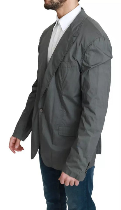 Dolce & Gabbana Men's Gray Cotton Single-Breasted Formal Blazer – Made in Italy