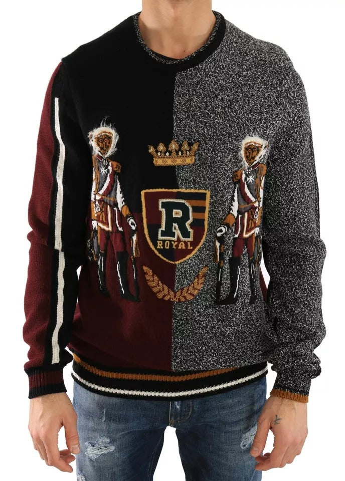 Dolce & Gabbana Multicolor KING Knight Monkey Knitted Cashmere - check Wool Sweater