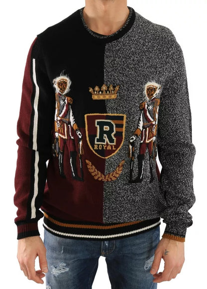 Dolce & Gabbana Multicolor KING Knight Monkey Knitted Cashmere - check Wool Sweater