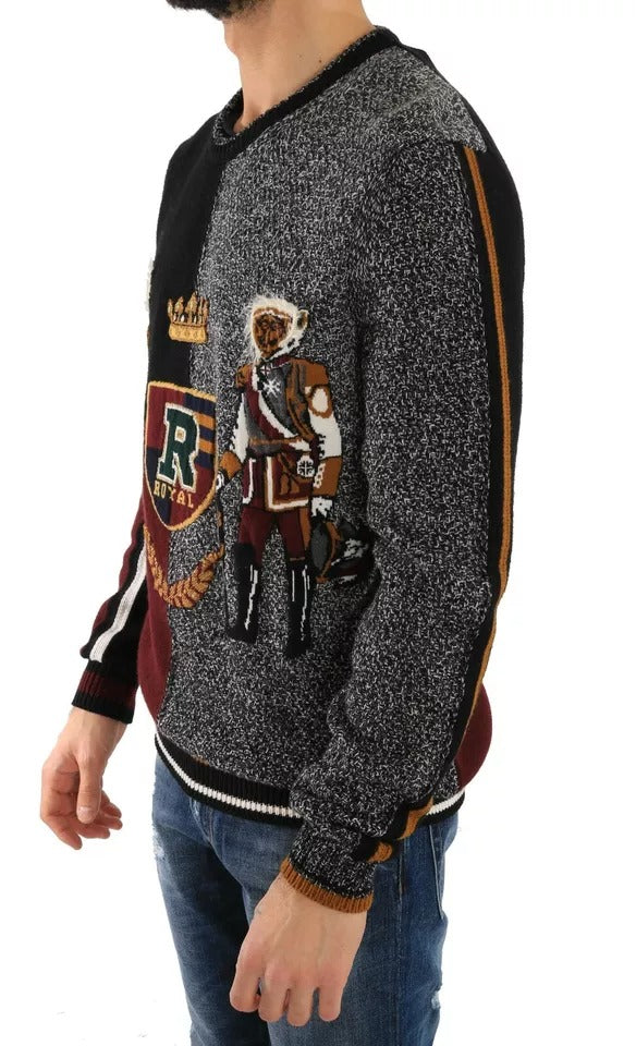 Dolce & Gabbana Multicolor KING Knight Monkey Knitted Cashmere - check Wool Sweater