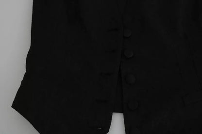 Dolce & Gabbana Black Silk & Lace Slim Waistcoat Vest Top