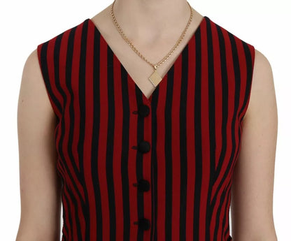 Dolce & Gabbana Women's Red & Black Striped Waistcoat Vest Top