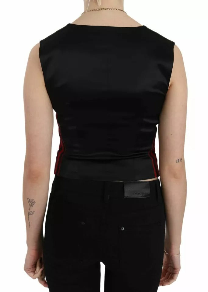 Dolce & Gabbana Women's Red & Black Striped Waistcoat Vest Top