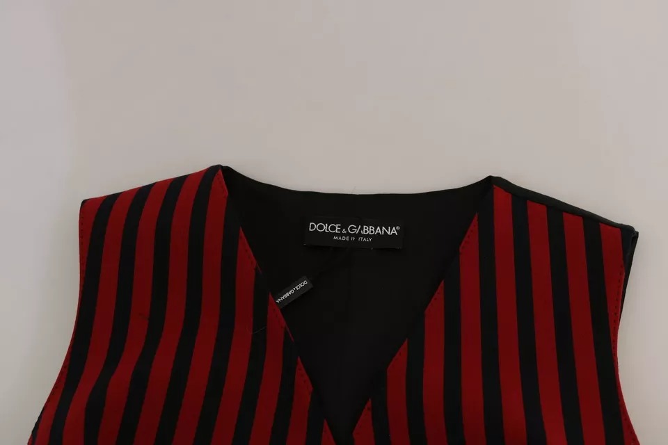 Dolce & Gabbana Women's Red & Black Striped Waistcoat Vest Top