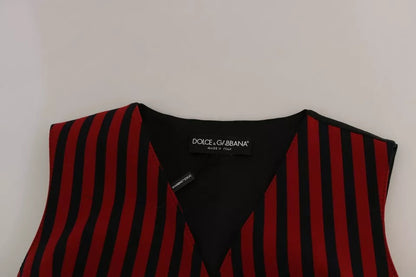 Dolce & Gabbana Women's Red & Black Striped Waistcoat Vest Top