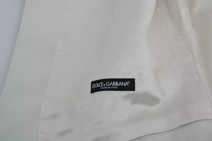 Dolce & Gabbana Off-White Cotton Silk Formal Coat Vest