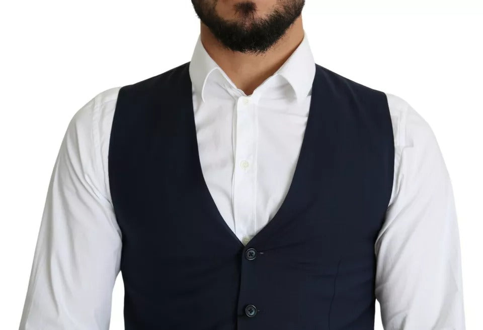 Dolce & Gabbana Men's Navy Blue Formal Dress Waistcoat, Mainline Collection
