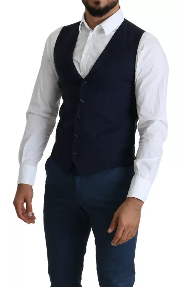 Dolce & Gabbana Men's Navy Blue Formal Dress Waistcoat, Mainline Collection