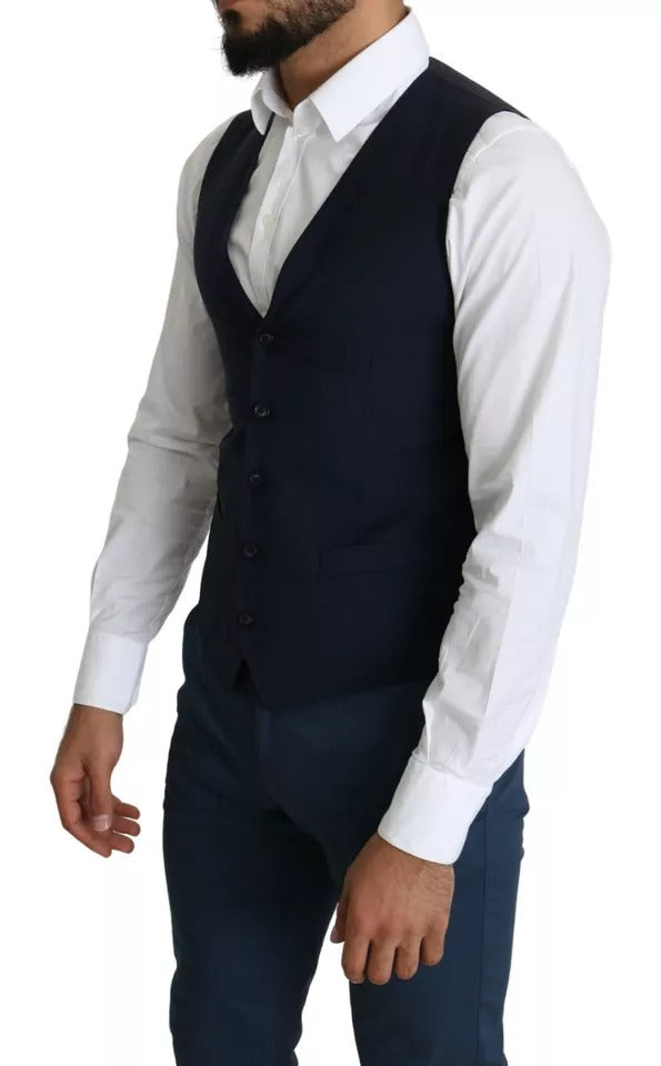 Dolce & Gabbana Men's Navy Blue Formal Dress Waistcoat, Mainline Collection