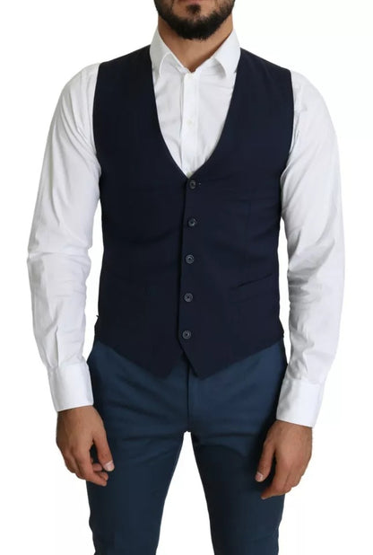 Dolce & Gabbana Men's Navy Blue Formal Dress Waistcoat, Mainline Collection