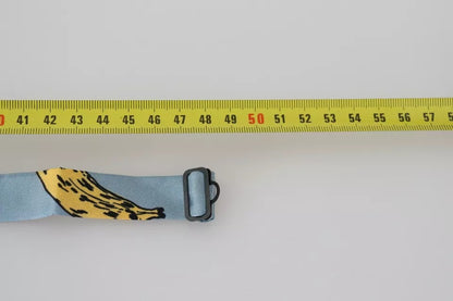 Dolce & Gabbana Light Blue Quirky Banana Print Silk Bow Tie