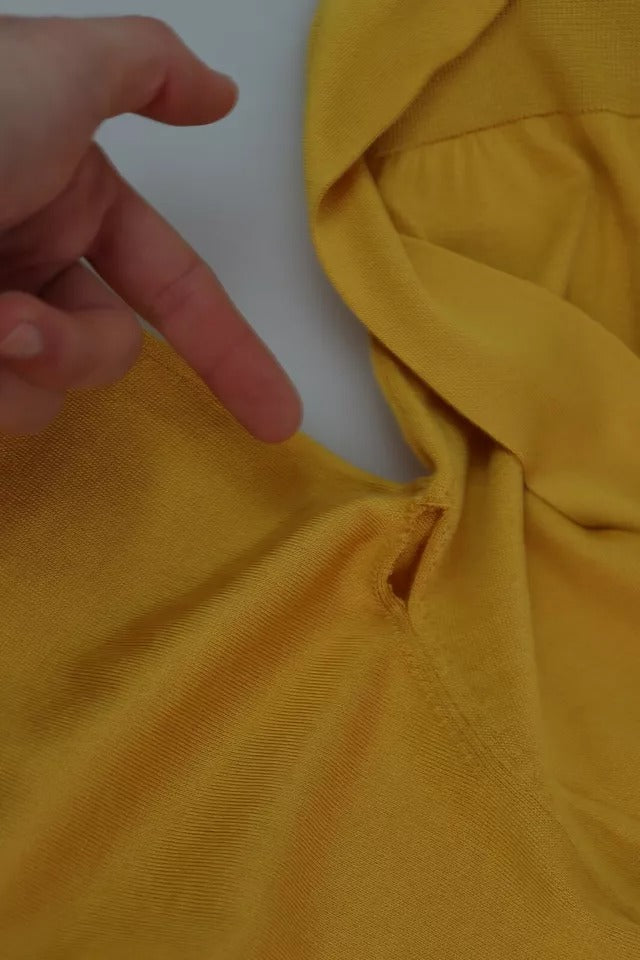 Dolce & Gabbana Yellow Short Sleeved Silk Knit Ascot Collar Top