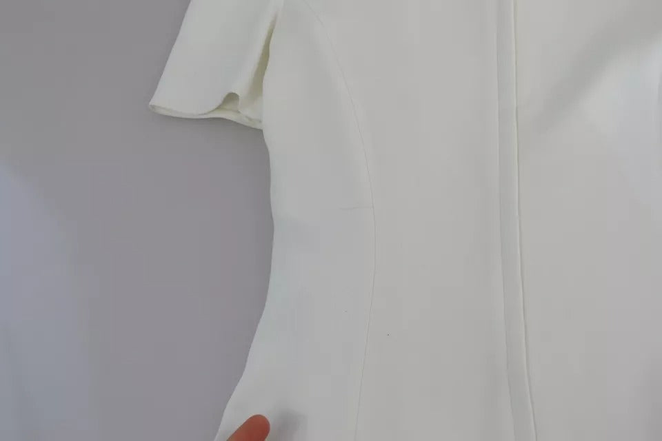 Dolce & Gabbana White Stretch Short Sleeved Peplum Blouse Top